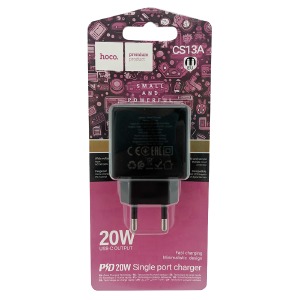 Блочек PD Type-C Hoco CS13A PD20W/блистер черный (28) - фото