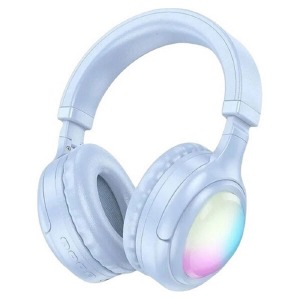 Hands Free большие Bluetooth Hoco W48 RGB/BT5.3/TFcard/AUX/mic/400mAh небесный - фото