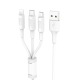 Кабель 3в1 USB to (microUSB+Lightning+Type-C) Hoco X25 белый 1м (30) - фото 1