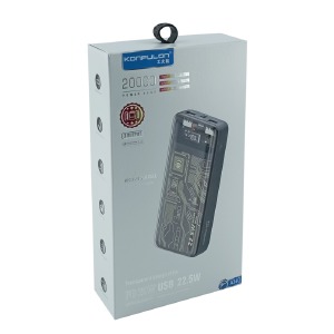 Power bank/Павербанк 20000mA Konfulon A34Q 2USB-22.5W+PD20W прозрачно-синий - фото