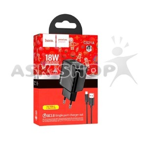 СЗУ Type-C Hoco CS21A 3A/1USB/18W/QC3.0 черный 1м (32) - фото
