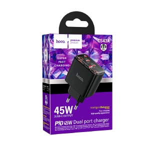 Блочек PD Type-C Hoco CS43A 2PD45W/QC3.0 черный (32) - фото