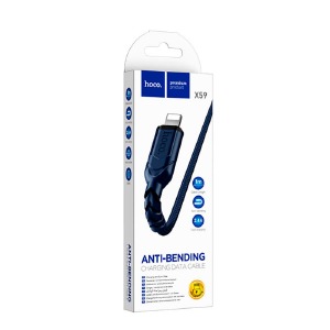 Кабель microUSB Hoco X59 2.4A тканевой синий 2м (33) - фото