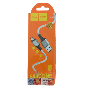 Уценка Кабель microUSB Hoco X86 2.4A силиконовый белый 1м (помята упаковка) - фото