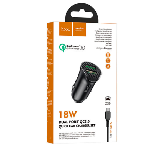 АЗУ Type-C Hoco Z39 3.4A/2USB/18W/QC3.0 черное 1м (14) - фото