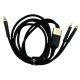 Кабель 2в1 Type-C to (Lightning+Type-C) Gerlax L37 15A/150W/OD5.0 тканевой черный 1,5м# - фото 1
