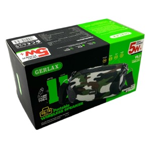 Колонка Gerlax GS-18 5W/LED/BT5.3/USB/AUX/microSD/FM/500mAh/IPX4 15x8x9см хаки - фото