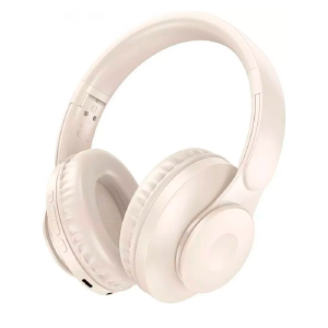 Hands Free большие Bluetooth Hoco W45 BT5.3/AUX/mic/400mAh молочный - фото