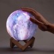 Ночник MOON 3D 16см с рисунком космоса/RGB/8 режимов работы/деревянная подставка/от сети/пульт - фото 1