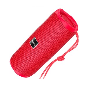 Колонка Hoco HC16 5Wх2/LED/BT5.3/USB/AUX/microSD/FM/1200mAh/IPX4 17.2х6.8х6.7см красная - фото