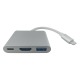 Type-C (папа) - PD+HDMI+USB (мама) (for Power) конвертер серебро (А00285) - фото 1