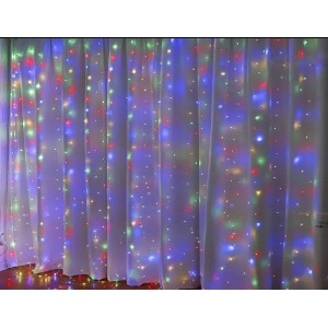 Гирлянда на медной проволке штора 3х3м LED/работает от USB/пульт/RGB тех.пак (гарантия 1нед.) - фото