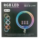 Кольцевая LED-селфи лампа RGB 3D-45см 3 держателя для телефона/без подставки/пульт/2USB/от сети - фото 2