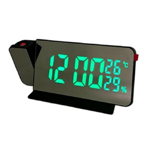 Часы настольные VST-900S-4 с проекцией/будильник/дата/температура/влажность/от сети/регулировка яркости/зеркальный дисплей 7,5"/зеленая подсветка - фото