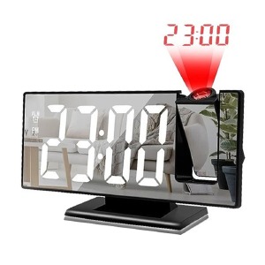 Часы настольные VST-900S-6 с проекцией/будильник/дата/температура/влажность/от сети/регулировка яркости/зеркальный дисплей 7,5"/белая подсветка - фото