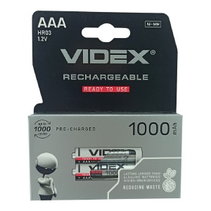 Аккумуляторы R3 Videx AAA по 2 шт(мизинчиковые) 1000mA/цена за 1 бат. - фото