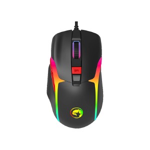 Компьютерная мышка проводная USB Marvo M360 RGB/7 кнопок/1200-12000DPI черная 1,5м - фото
