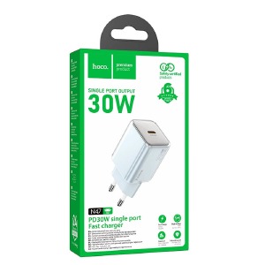 Блочек PD Type-C Hoco N47 PD30W/QC3.0/GaN белый(12) - фото