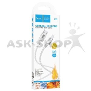 Кабель microUSB Hoco X99 2.4А силиконовый прозрачный серый 1м  - фото