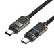 Кабель Type-C to Type-C Hoco U137 3A/60W/Led дисплей тканевой черный 1,2м - фото 1