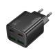 Блочек USB Hoco N56 3A/2USB/QC3.0/2PD30W/GaN черный - фото 1