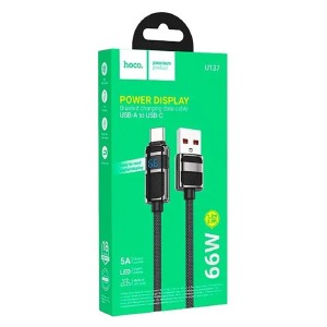 Кабель Type-C Hoco U137 5A/66W/Led дисплей черный 1,2м - фото