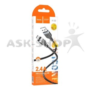 Кабель microUSB Hoco X109 2.4А силиконовый черный 1м (31) - фото