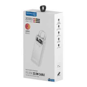 Power bank/Павербанк 20000mA Konfulon A39Q USB22.5W/PD20W/cable Type-C to Type-C 22.5W and Lightning 15W (input Type-C 18W) черный - фото