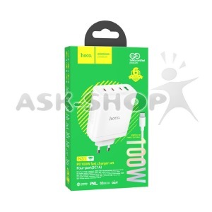СЗУ Type-C to Type-C Hoco N31 5A/1USB/QC3.0/3PD100W/GaN белый 1м - фото