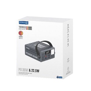 Power bank/Павербанк 100.000mA Konfulon A45Q 4USB/22.5W/PD20W/DC/LED дисплей/фонарик (input 2xType-С/DC) серый - фото