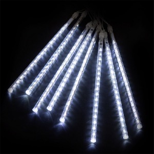Гирлянда уличная сосульки 8 LED/ 50cм/от сети/на прозрачном проводе/холодный белый (гарантия 1 нед.) - фото