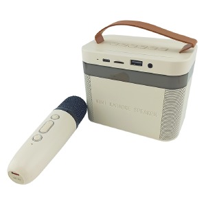 Портативная детская караоке система колонка K18 MIC/изменение голоса/2x5W/RGB/BT5.0/USB/AUX/microSD/FM 12,5х10см микс цветов - фото