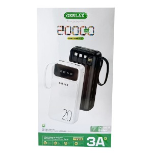 Power bank/Павербанк 20000mA Gerlax P213 2USB 3A + кабель 3в1(microUSB + type-C+lightning) черный - фото