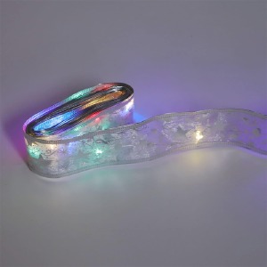 Гирлянда на тканевой ленте снежинки 5м/на батарейках/RGB (гарантия 1нед.) - фото