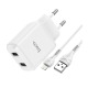 СЗУ iPhone Lightning Hoco N7 2.1A/2USB белый (12) - фото 1