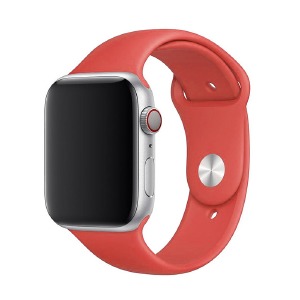 Ремешок для Apple Watch 42/44/45/49mm силиконовый (05) розово-красный S - фото