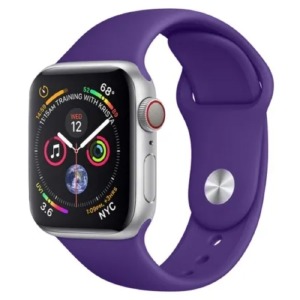 Ремешок для Apple Watch 42/44/45/49mm силиконовый (41) фиалковый S - фото