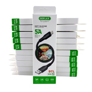 `SET кабелей iPhone Lightning Gerlax D7LB 5A/OD4.0 силиконовый черный 1м (10ШТ!!!+1ШТ ПОДАРОК) - фото