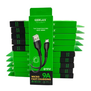 `SET кабелей microUSB Gerlax D19V 9A/OD3.8/QC3.0 черный 1м (10ШТ!!!+1ШТ ПОДАРОК) - фото