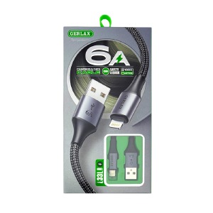 Кабель iPhone Lightning Gerlax L33L 6A/QC3.0 тканевой черный 1м - фото