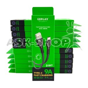 `SET кабелей Type-C Gerlax D19T 9A/QC3.0 черный 1м (10ШТ!!!+1ШТ ПОДАРОК) - фото