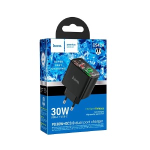 Блочек USB Hoco CS42A 1USB/QC3.0/PD30W черный (32) - фото