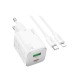 СЗУ Type-C to iPhone Lightning Hoco N41 3A/1USB/QC3.0/PD20W/GaN белый 1м - фото 1
