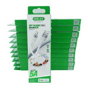 `SET кабелей iPhone Lightning Gerlax D18L 5A силиконовый белый 1м (10ШТ!!!+1ШТ ПОДАРОК) - фото