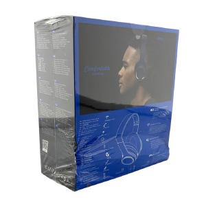 Уценка Hands Free большие Bluetooth Hoco W28 BT5.0/AUX/mic/250mAh синий (мятая коробка) - фото