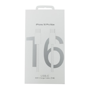 Кабель Type-C to Type-C Apple 16 Pro Max 60W (L) белый 1м в уп. - фото