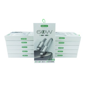 `SET кабелей Type-C to Type-C Gerlax L35T 60W/QC3.0 тканевой серый 1м (10ШТ!!!+1ШТ ПОДАРОК)* - фото