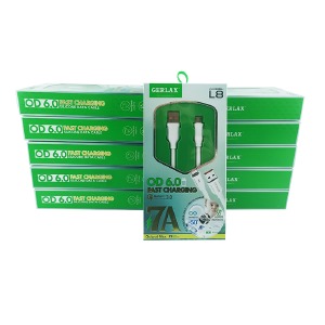 `SET кабелей microUSB Gerlax L8 7А/OD6.0/QC3.0 силиконовый белый 1м*(10ШТ!!!+1ШТ ПОДАРОК)* - фото