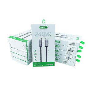 `SET кабелей Type-C to Type-C Gerlax L41T 240W/QC3.0 тканевой черный 1м (10ШТ!!!+1ШТ ПОДАРОК) - фото