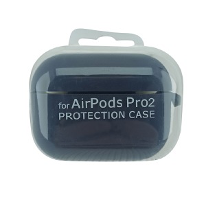 Чехол силикон AirPods Pro/Pro2 microfiber (11) серо-синий с карабином  - фото